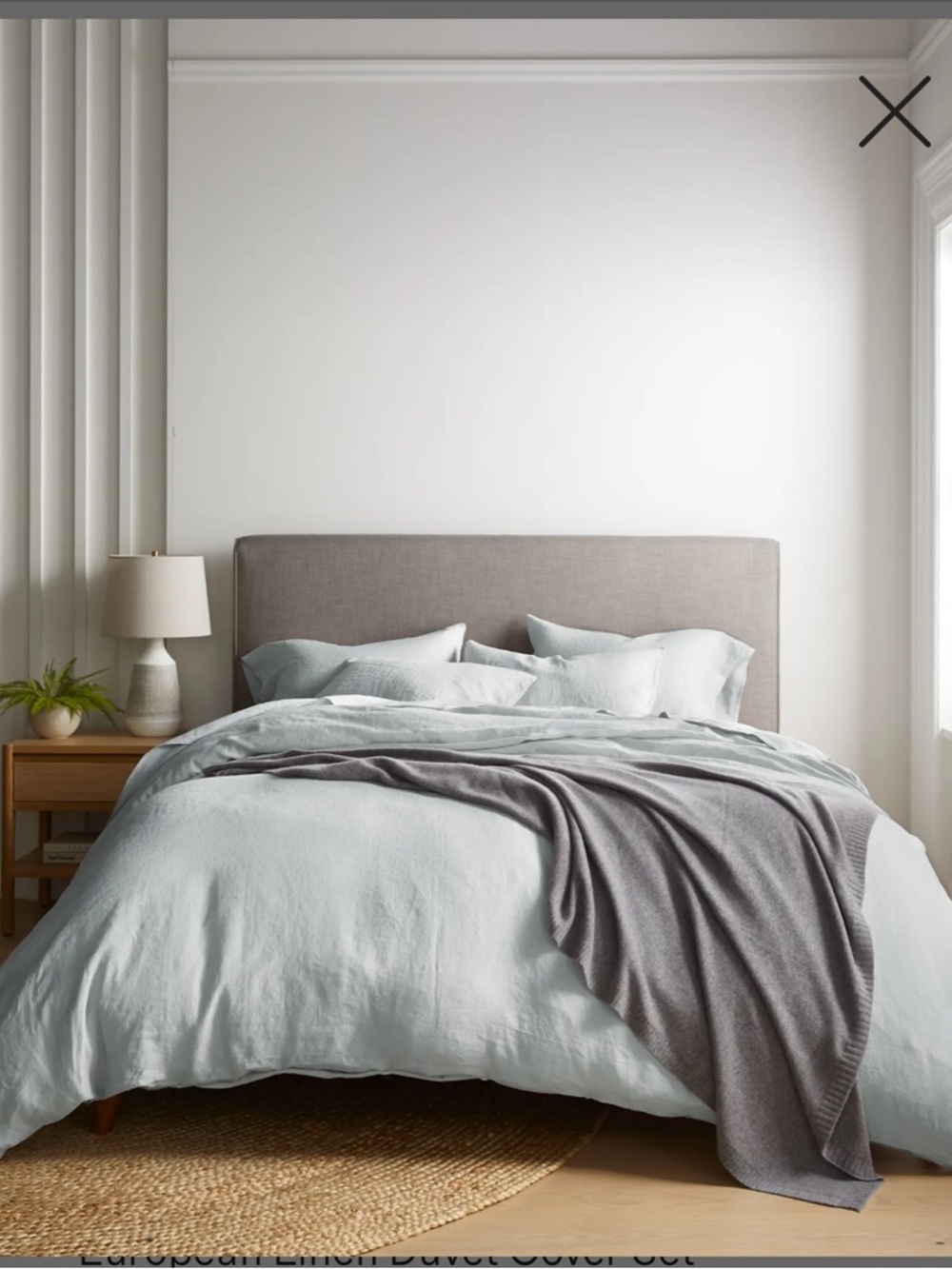 Quince European Linen Duvet Cover - Mist - Picture 4 of 6